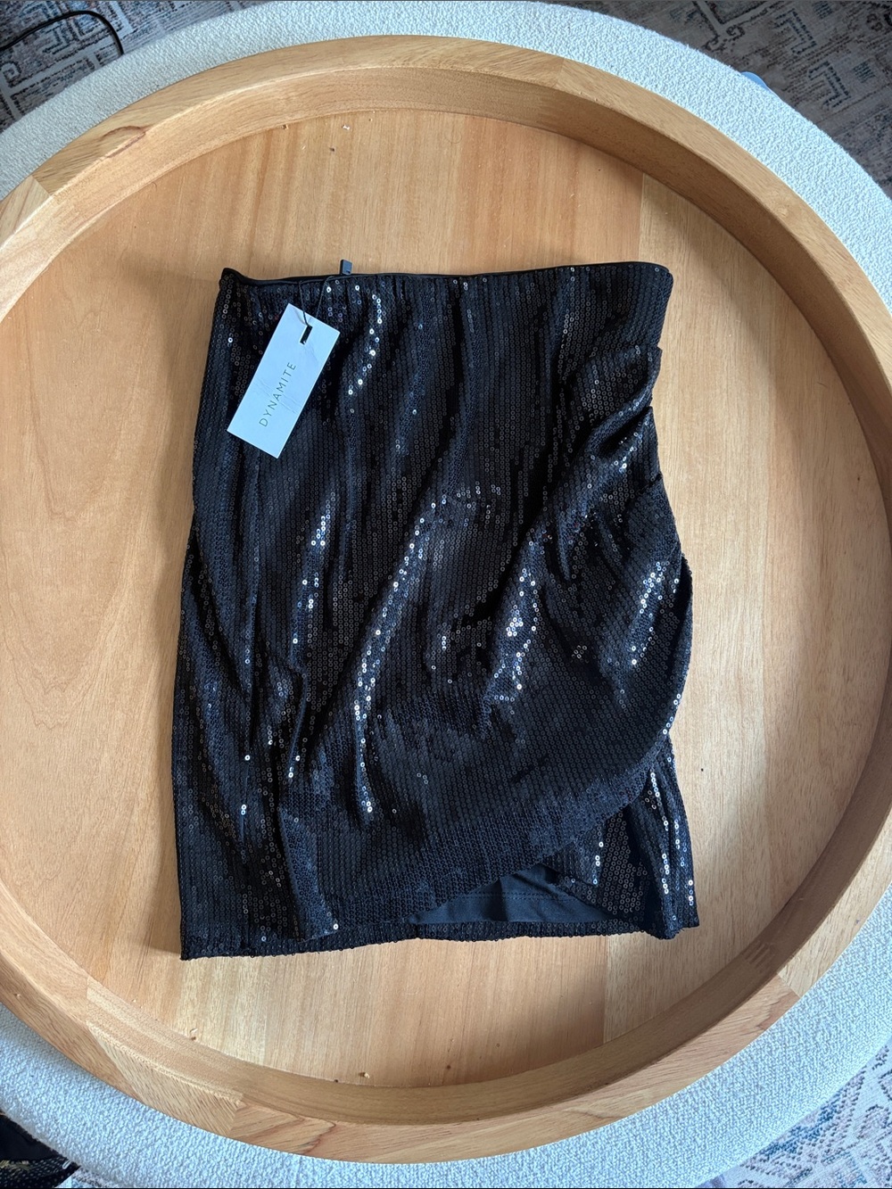 Dynamite Black Sequin Mini Skirt - Sparkle Wrap Style